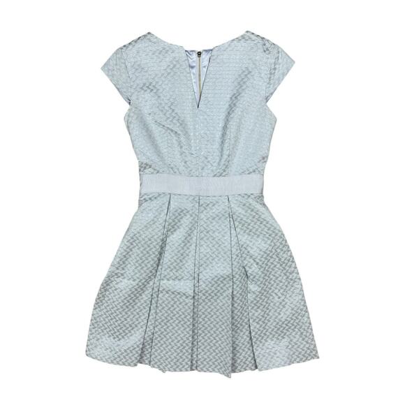 Ted Baker Denai Jacquard Dress Geo Print Pleated Skirt Fit Flare Size 1 US 2 - Picture 2 of 9